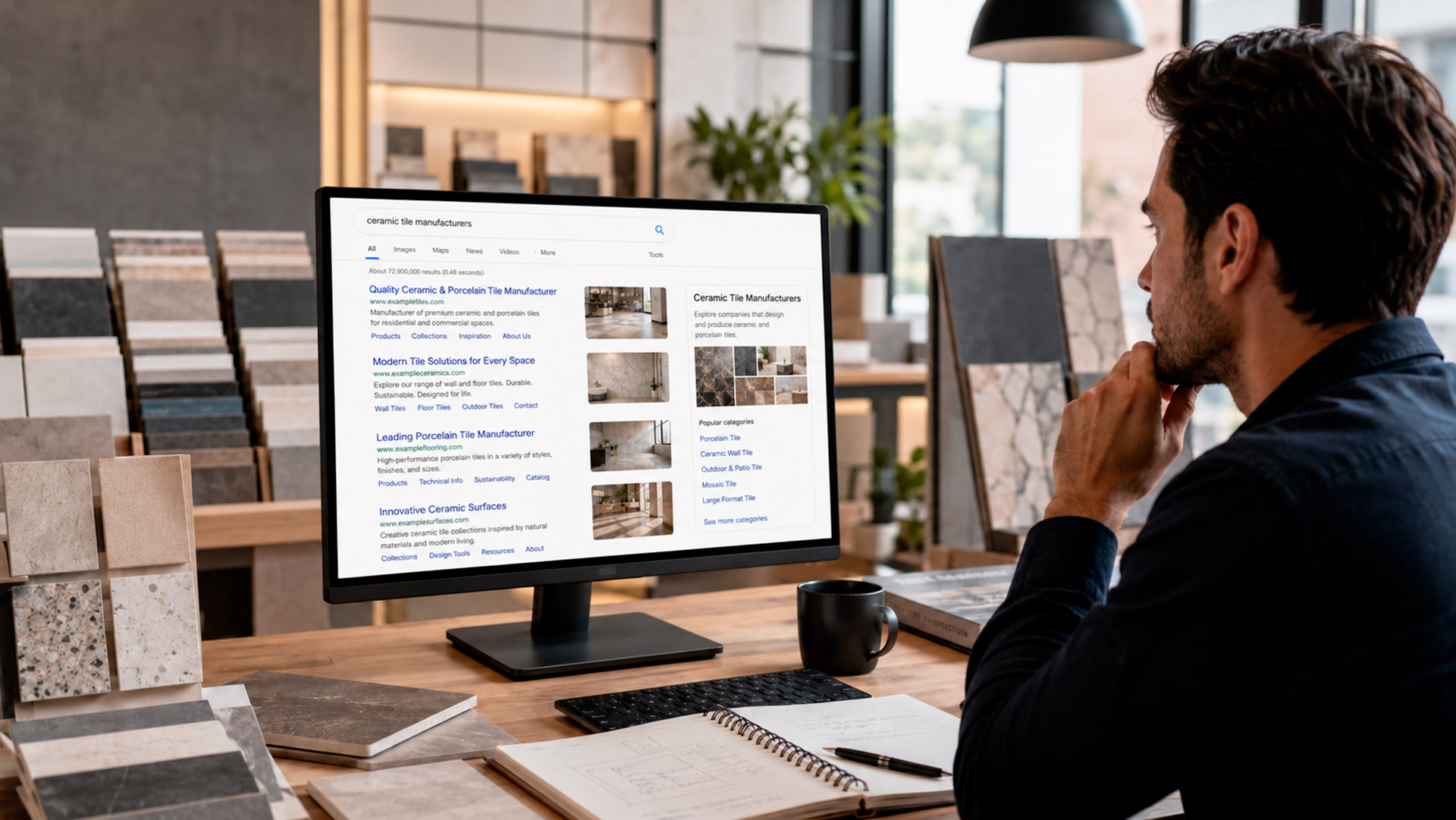 Search results for ceramic tile manufacturers — visibility as the first battleground for tile brands